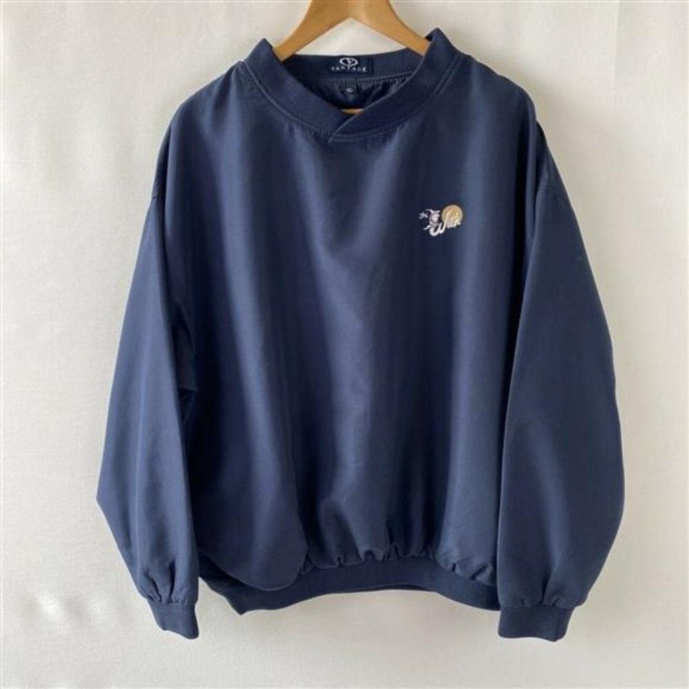 Vantage Club Collection Mens Pullover Long Sleeve Round Neck Navy Blue Sweater L - Picture 4 of 5